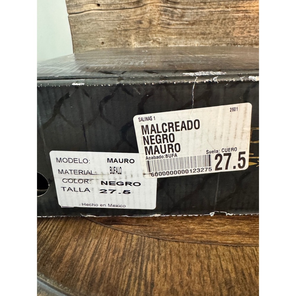 Malcreado Premium Mauro Mens Black Buffalo Leather Western Square Toe Boots 27.5 - Picture 2 of 8
